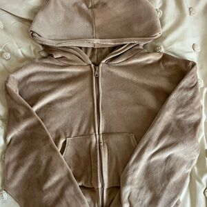 SKIMS Tan Crop Top Hoodie